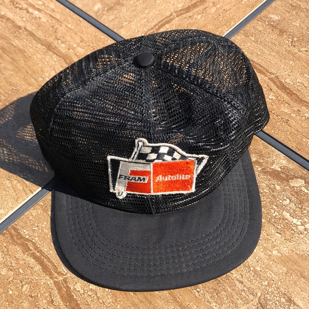 Vintage nascar fram racing snap back trucker hat